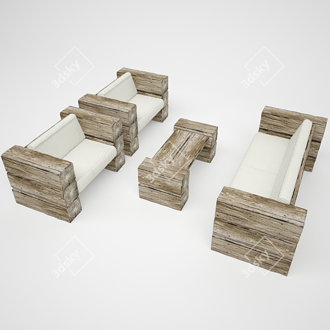 Swiss Chalet Log Furniture Set 3D model image 1