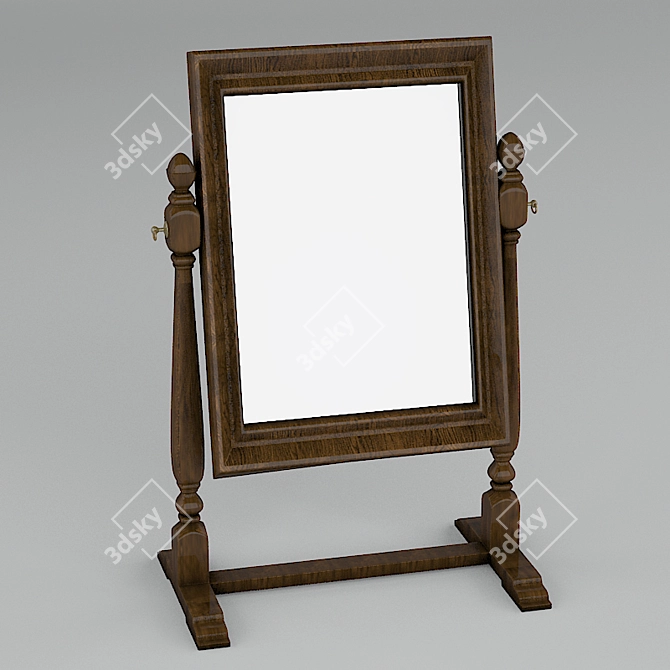 Elegant Oak Floor Mirror 3D model image 1