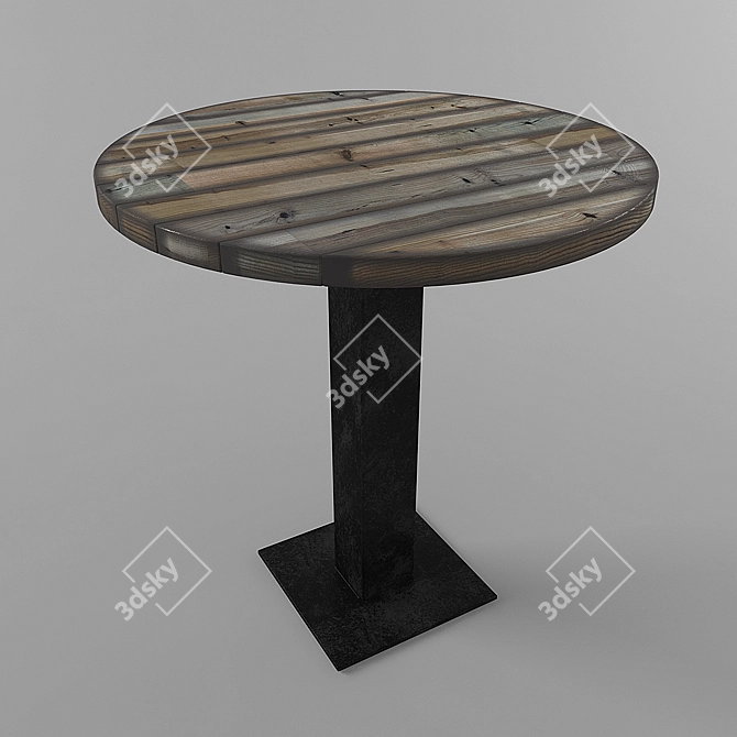 Industrial Loft Round Table 3D model image 1