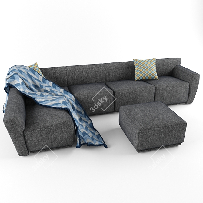 Comfortable Velvet Sofa 3D model image 2