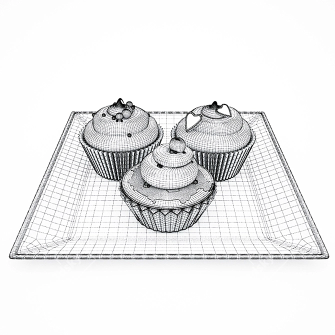 Delicious Cream-filled Cupcakes 3D model image 3