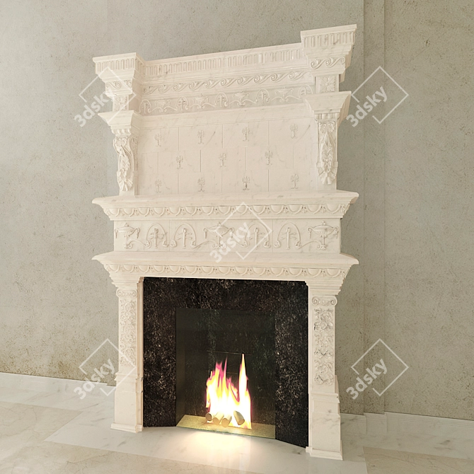 PROFI Classic Cast Iron Fireplace 3D model image 1