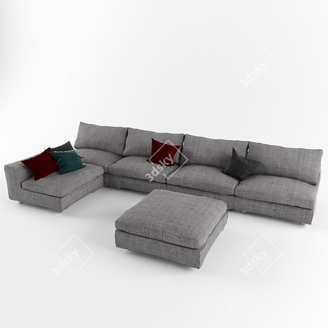 Cozy Comfort Velvet Sofa 3D model image 2