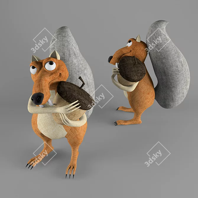 Fluffy Squirrel Toy 3D model image 1