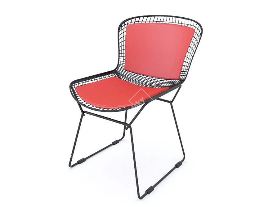 Sleek Leather Bertoia Chair 3D model image 1