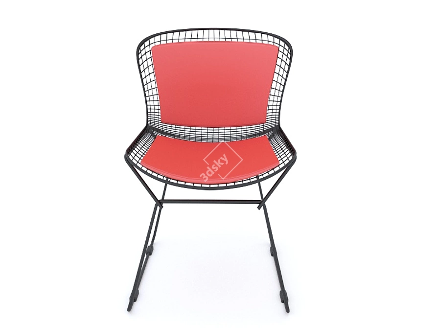 Sleek Leather Bertoia Chair 3D model image 2