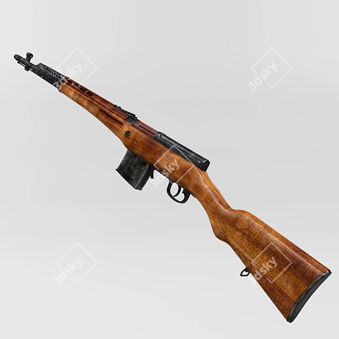 WWII Soviet Self-loading Rifle (SVT-40) 3D model image 2