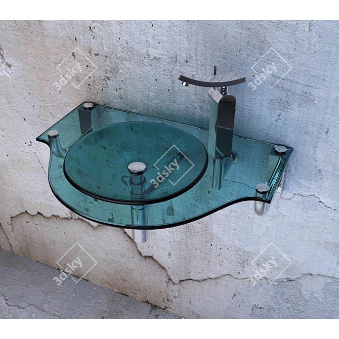 eGlass Wash Basin: Modern Style and Durability 3D model image 1