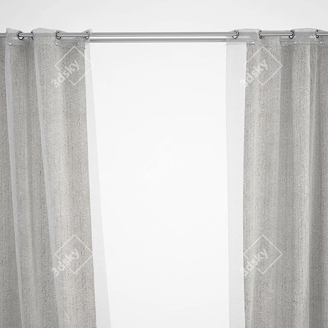 Luxurious Ring-Topped Curtains 3D model image 3