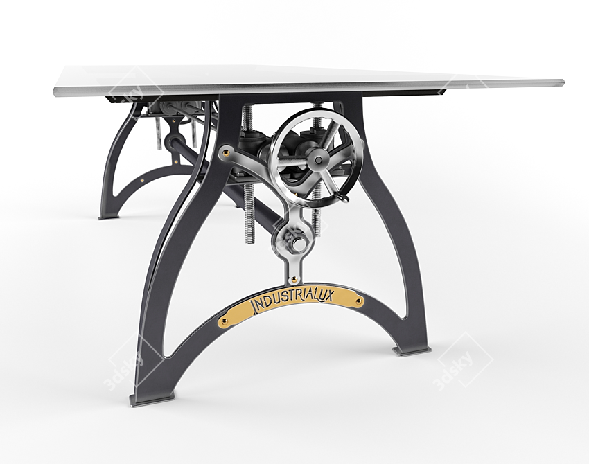 Vintage Industrial Loft Crank Table 3D model image 1