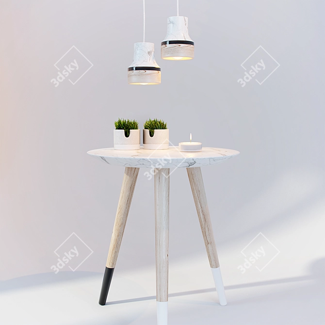 Elegant Lamp and Table Set 3D model image 1