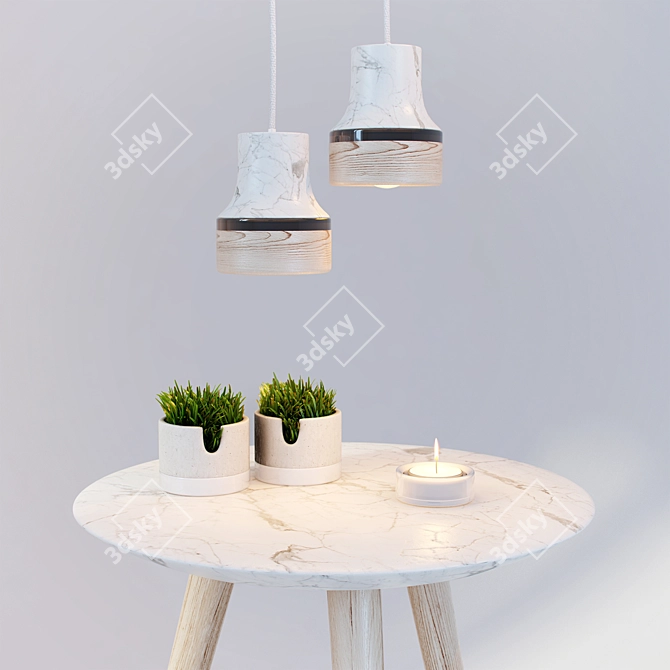 Elegant Lamp and Table Set 3D model image 2