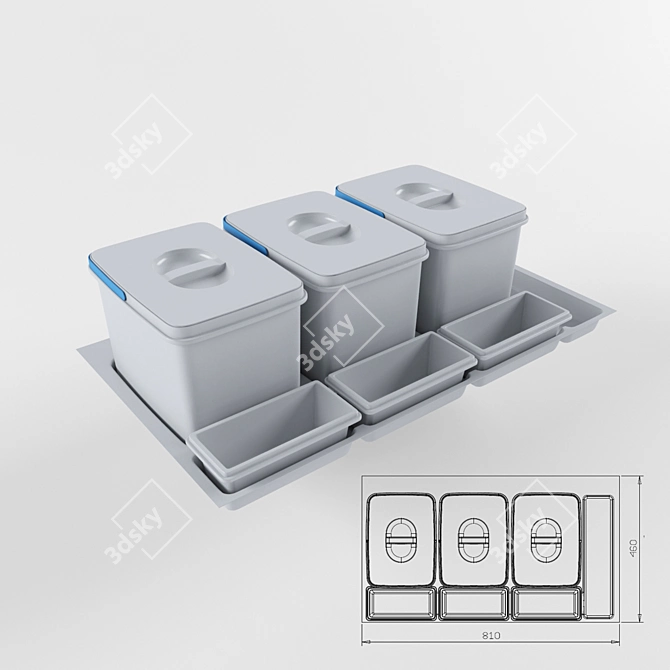 Practico 900 H50 Kitchen Storage 3D model image 1