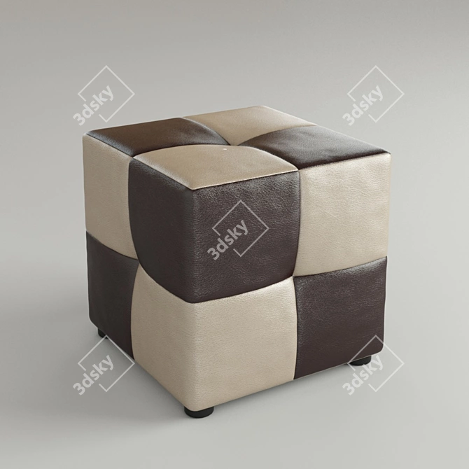 Multi-Color Ottoman with Leather Accents 3D model image 1