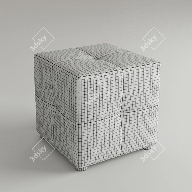 Multi-Color Ottoman with Leather Accents 3D model image 2