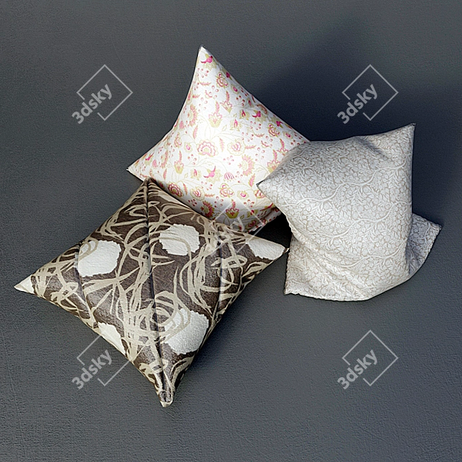 Cozy Cushion Trio 3D model image 1