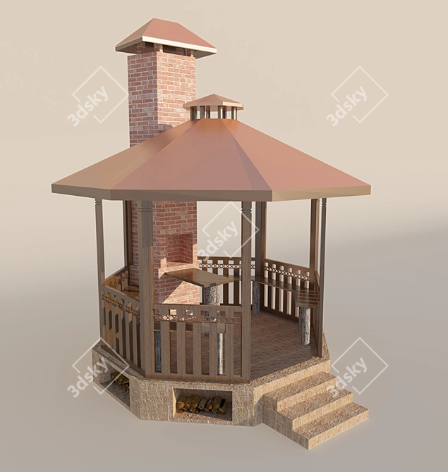 Fireside Retreat Arbor 3D model image 1