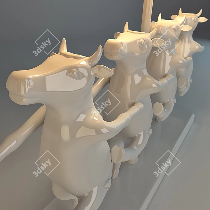 Whimsical Dancing Cow Sculpture 3D model image 3