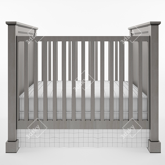 Elegant Marlowe Panel Cribs 3D model image 2