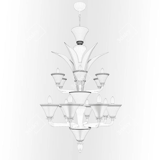 Elegant Murano Glass Chandelier 3D model image 2