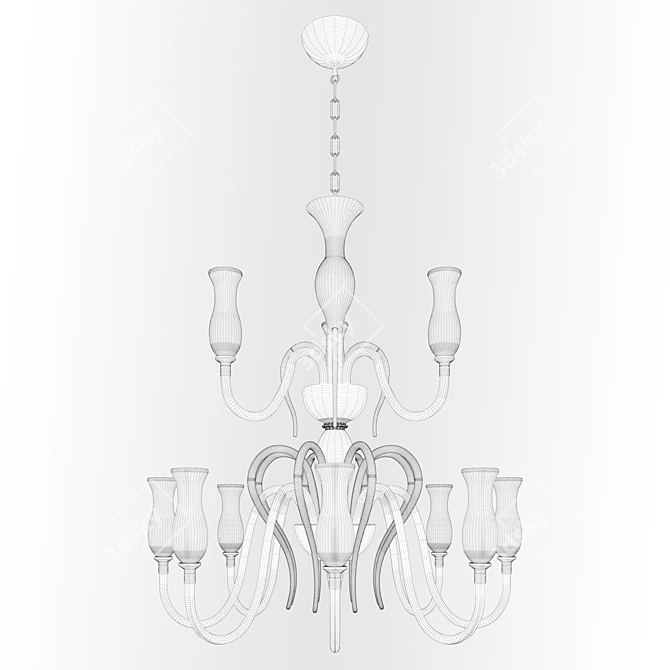 Elegant 6+3-Light Murano Chandelier 3D model image 2