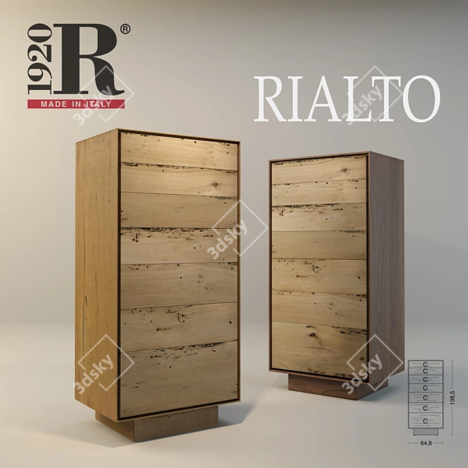 Riva 1920 Briccole Chest: Rustic Steel & Wood Storage 3D model image 1