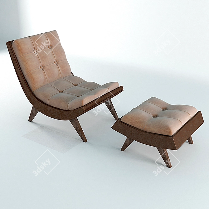 Cozy Kempton Chair and Ottoman 3D model image 1