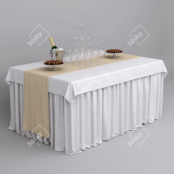 Elegant Buffet Table 3D model image 1