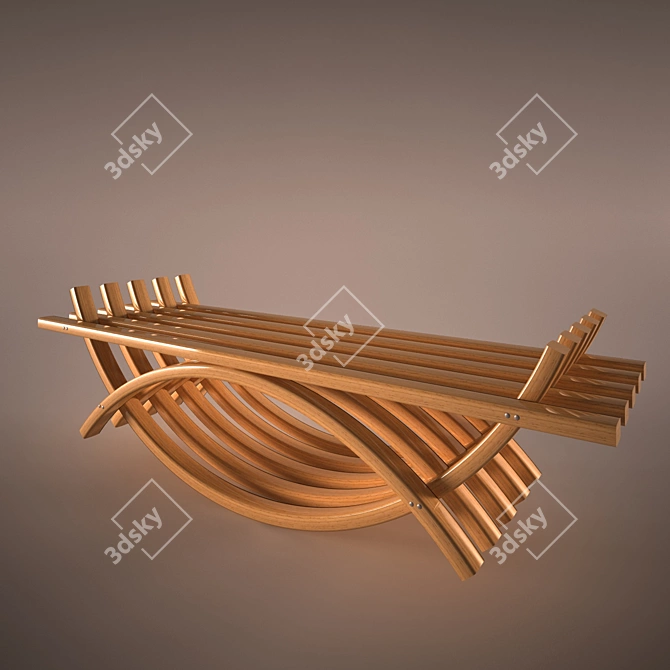 Ethnic Wooden Bench 3D model image 1