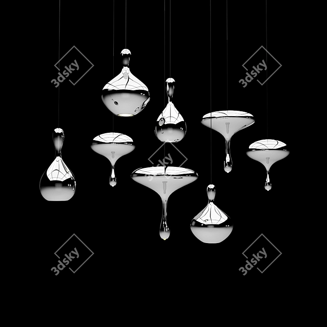 Tsunami Glassworks: Lava Drops Chandelier 3D model image 2