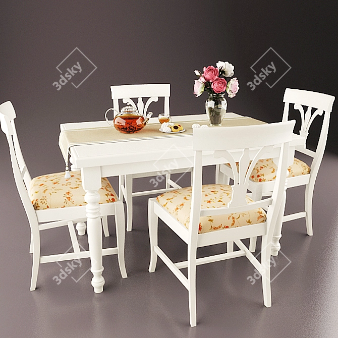 Modern Italian Giglio Dining Set 3D model image 1