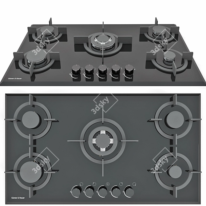 Gunter & Hauer Gas Cooktop S9B - Sleek and Reliable 3D model image 1