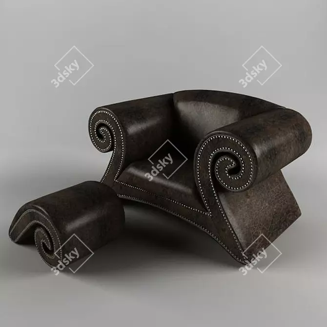 Cozy Ottoman Armchair | Stylish Comfort 3D model image 1