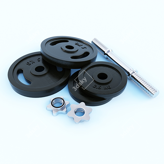 Versatile Dumbbell Set: Grips, Plates & Locks 3D model image 2