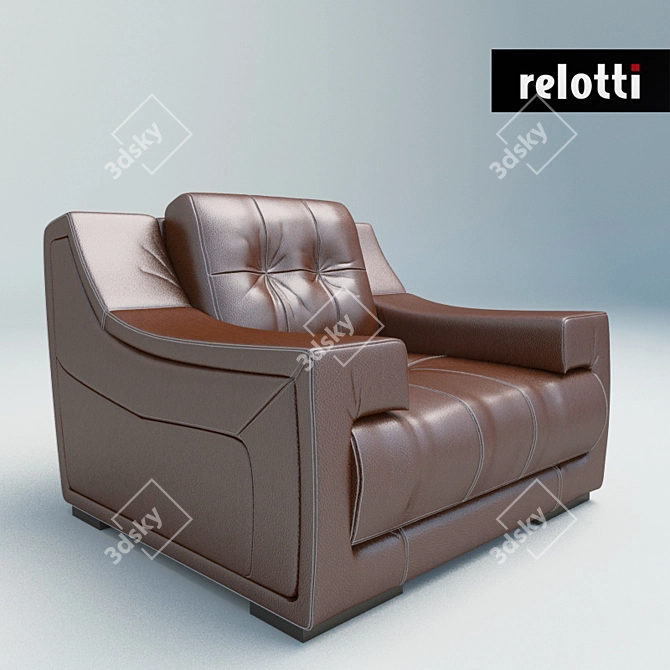 Modern Italian Caruso Armchair in Leather 3D model image 1