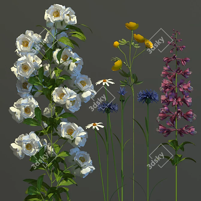 Title: Radiant Meadow Bouquet 3D model image 2