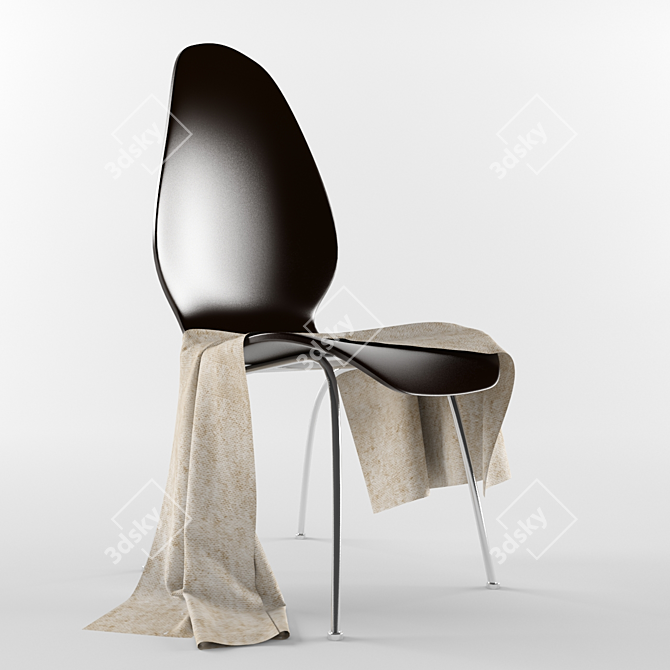 Chrome-legged Plastic Chair with Optional Fabric 3D model image 1