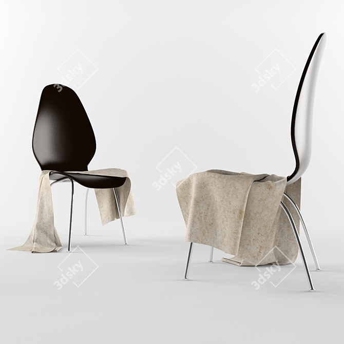 Chrome-legged Plastic Chair with Optional Fabric 3D model image 2