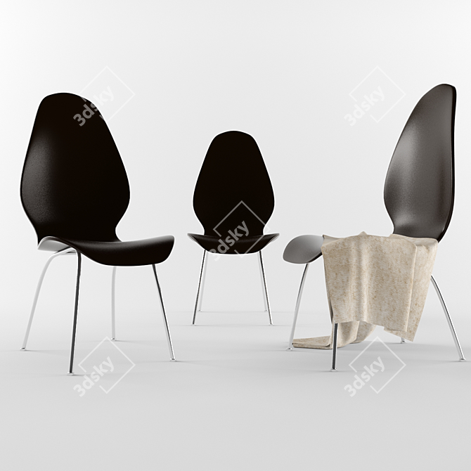 Chrome-legged Plastic Chair with Optional Fabric 3D model image 3