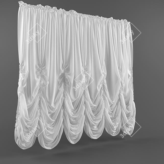 Elegant French Curtains 3D model image 1
