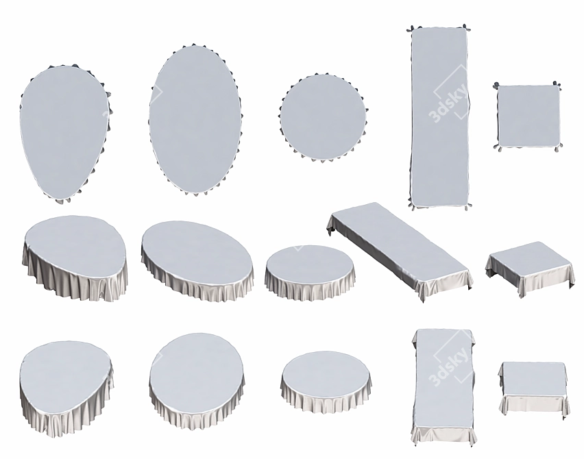 Versatile Tablecloth Set: Perfect for Different Table Shapes 3D model image 1