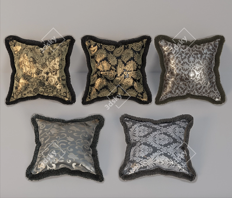 Luxury Faux Fur Pillows 3D model image 1