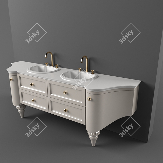 Sleek Stainless Steel Sink 3D model image 1