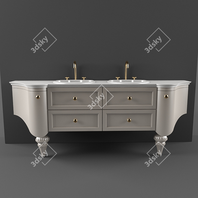 Sleek Stainless Steel Sink 3D model image 2