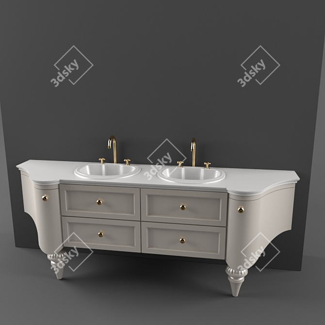 Sleek Stainless Steel Sink 3D model image 3