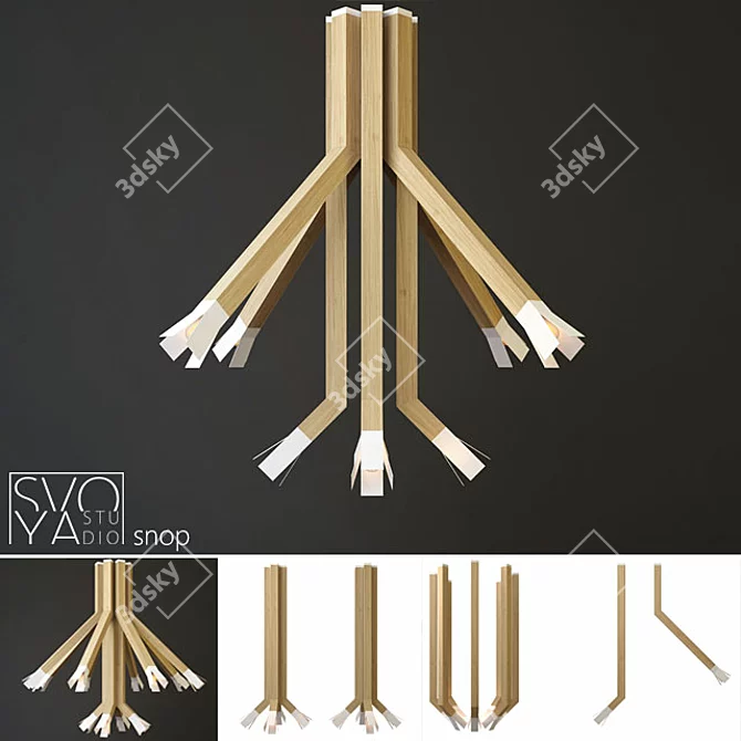 Snop Lamp: Metal & Wood 3D model image 1