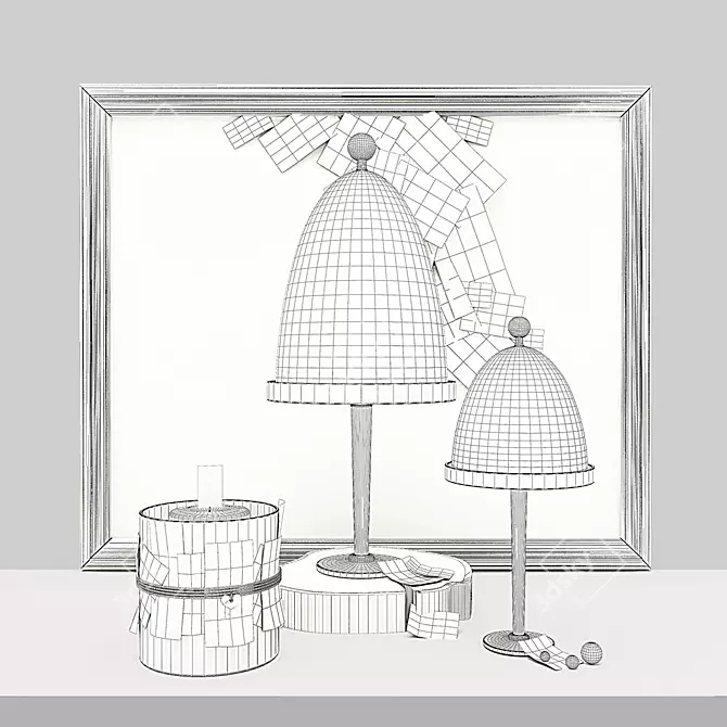 Elegant Glass Vases & Candle Set 3D model image 3