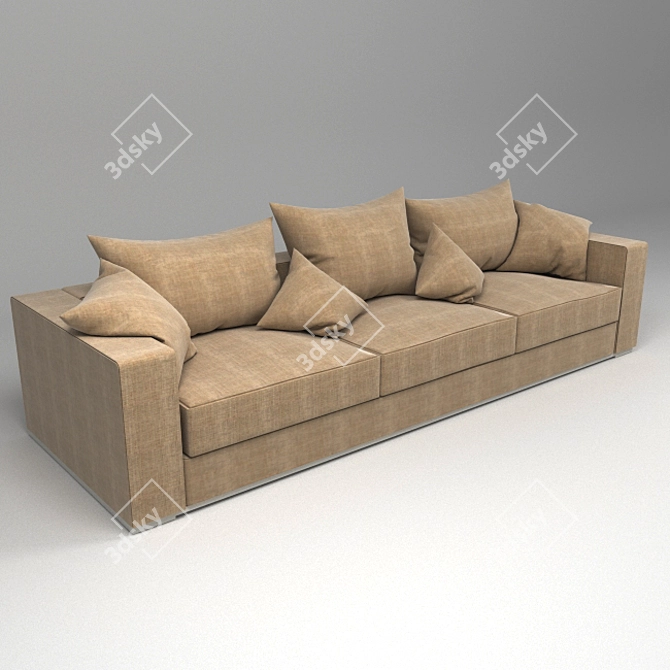 Cozy 3-Seater Sofa 3D model image 1