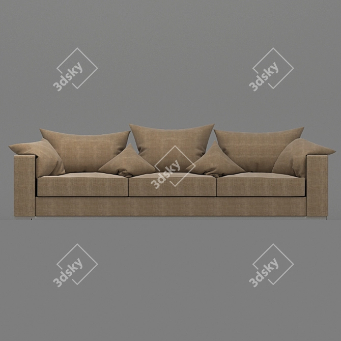 Cozy 3-Seater Sofa 3D model image 2