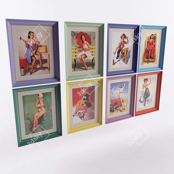 Retro Glam Pin-up Decor Set 3D model image 2